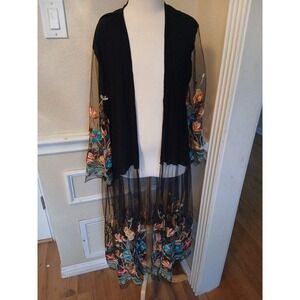 Vintage Crewel Beautiful embroidered over blouse Coat, Long Sleeve. Sz S